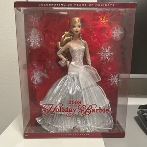 2009 Holiday Barbie Doll in Silver and White Gown NIB Mattel